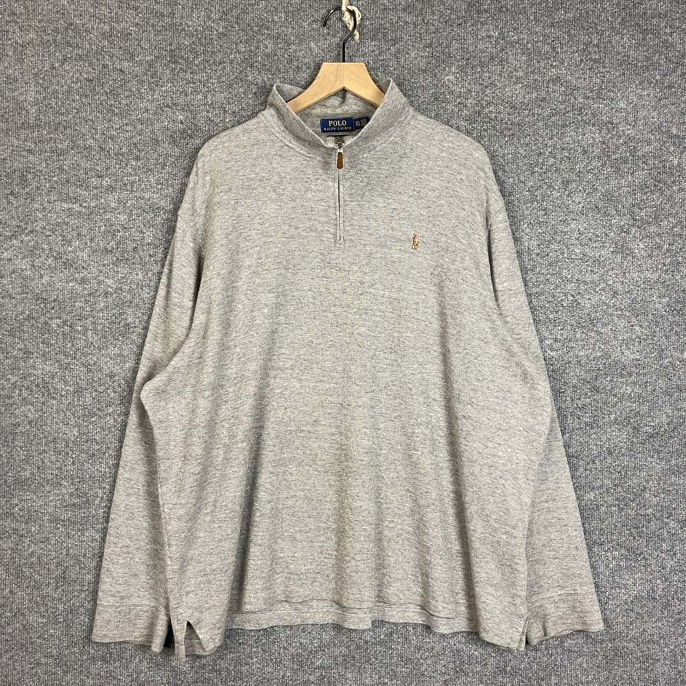 Polo Ralph Lauren Quarter Zip Pullover Mens XXL Gray Good Estate Rib Cotton